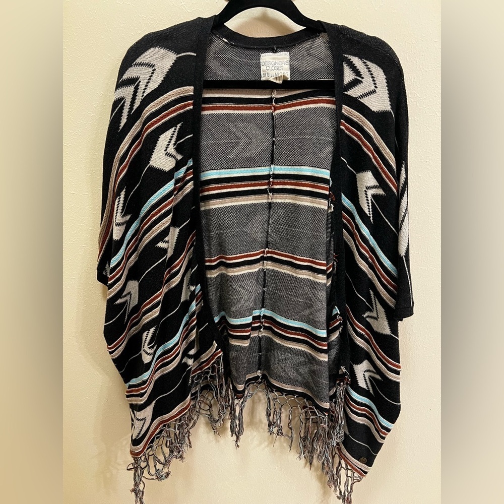 Billabong Black and Gray Knit Poncho